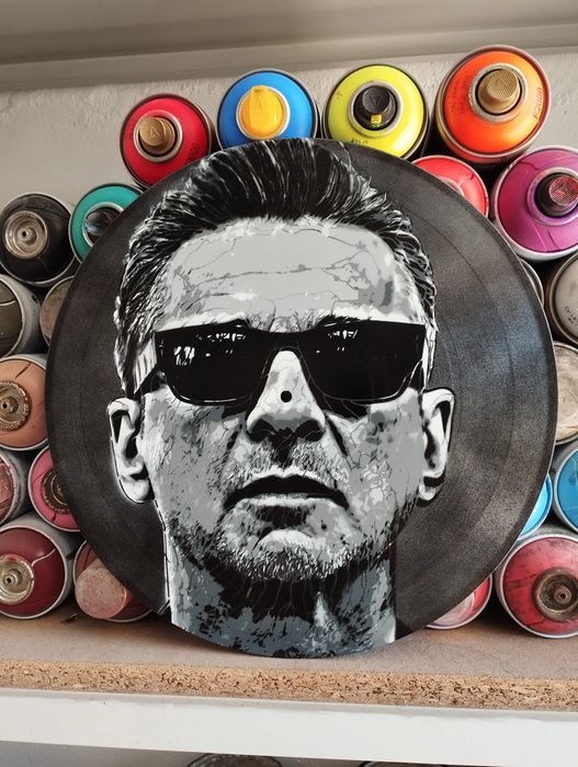 David Bowie pintura em disco de vinil