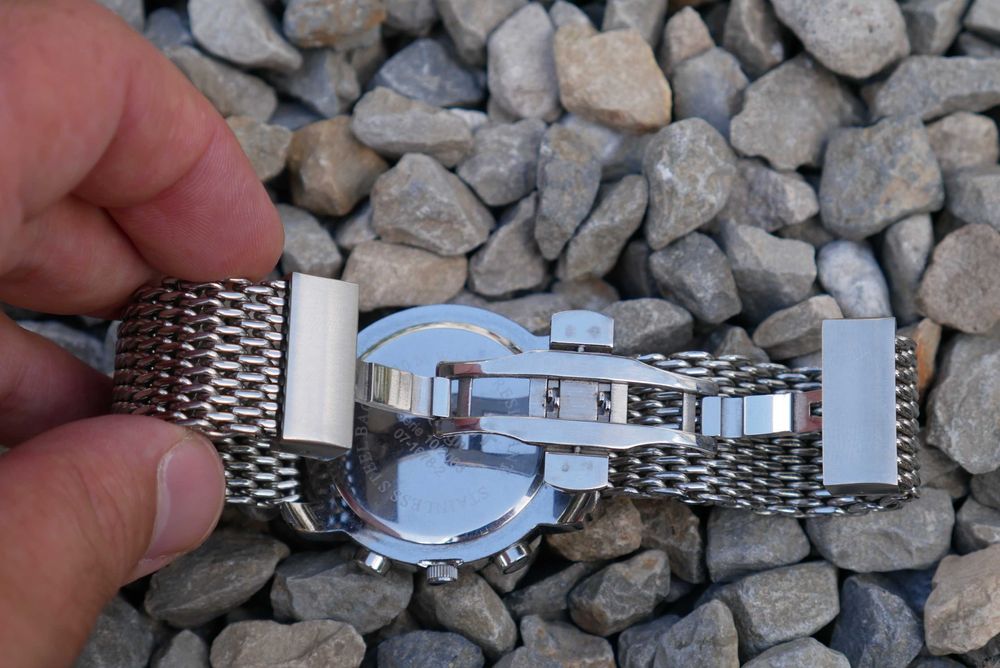 Zegarek Ascot chronograf bransoleta mesh mesz stalowy