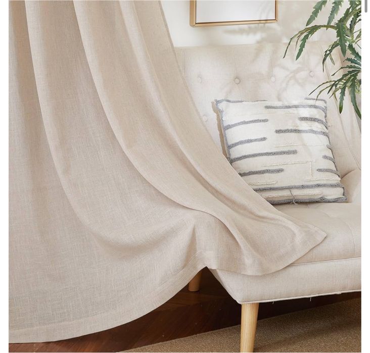 2 Pack Zasłony 140x175cm. Len 30%. Półprzezroczyste Na Przelotkach
