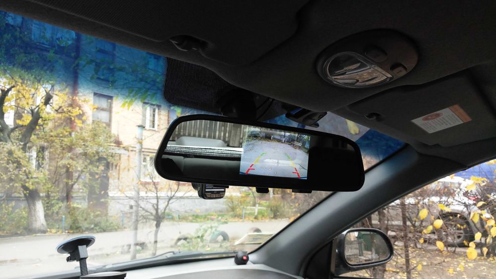 Установка Зеркало с экраном монитором КОМПЛЕКТ камера задня Широкий уг