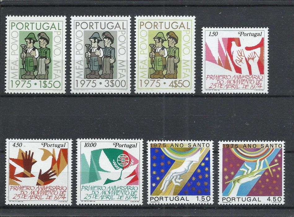 Selos portugueses – Ano completo de 1975, 33 selos como novos
