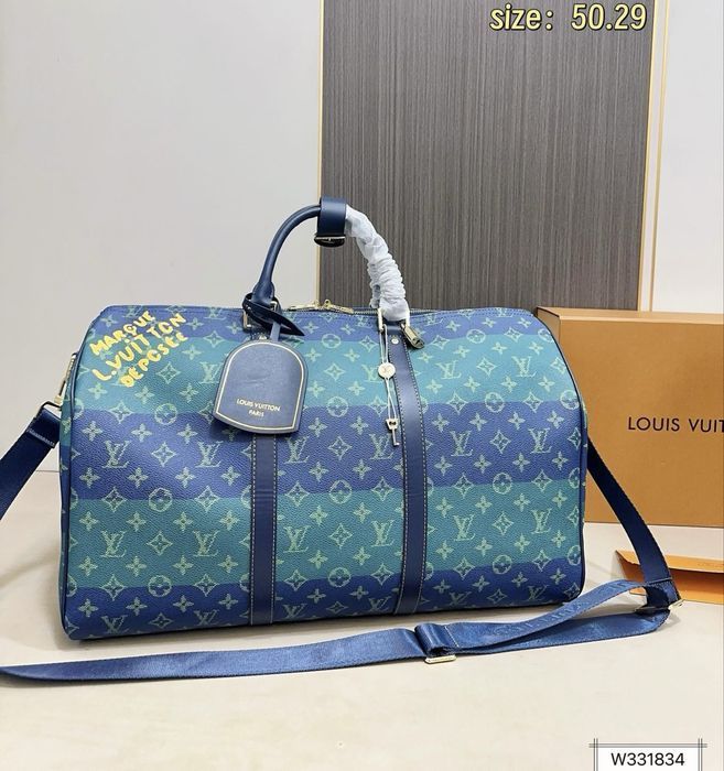 Louis Vuitton Keepall сумка мужская дорожная зеленая ручная кожаная