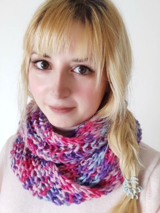 Szalik komin dzianinowy tęczowy kawaii japan lolita gyaru decora