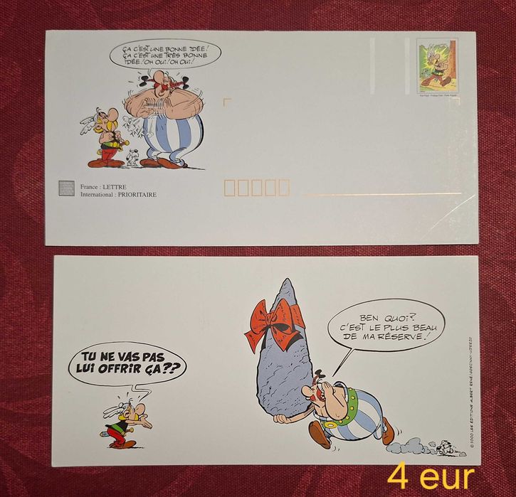Postais ilustrados de Asterix e subscritos