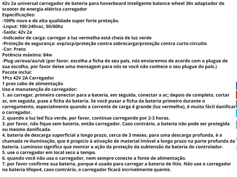 Carregador scooter elétrica