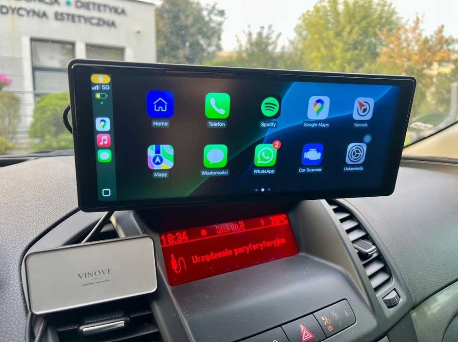 Monitor samochodowy CarPlay Android Auto bezprzewodowy kamera cofania