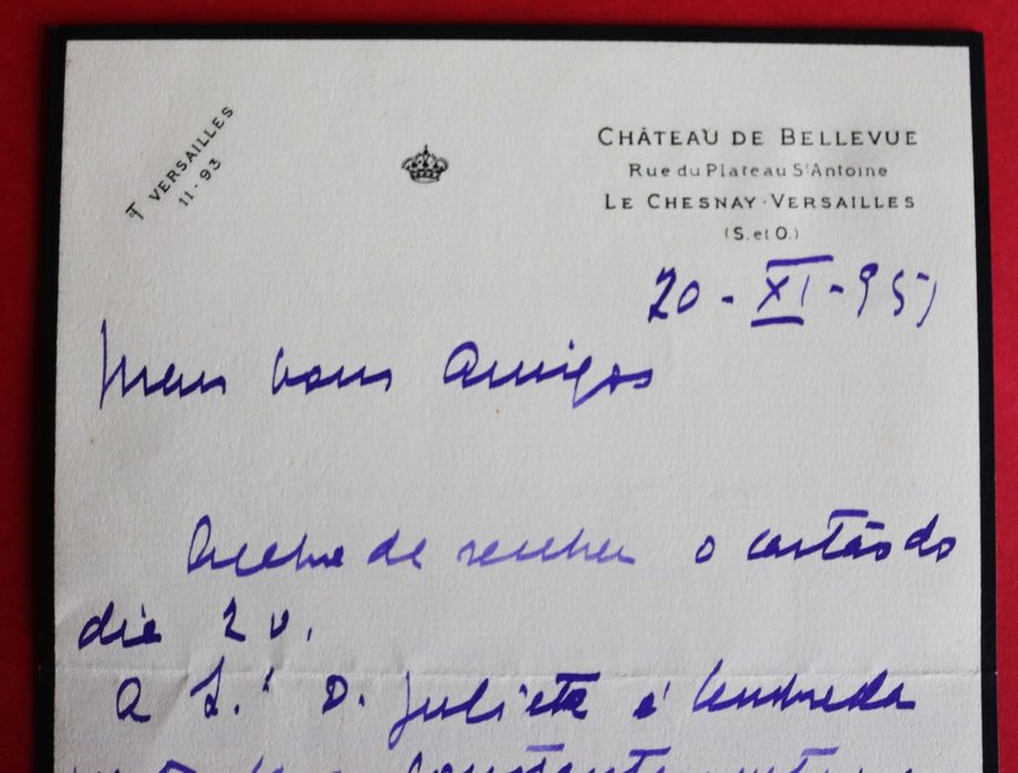 Funerais Rainha D Amélia carta do secretário Júlio da Costa Pinto 1951