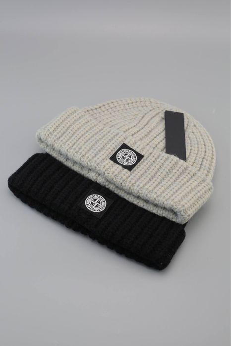 Стильні зимові шапки Stone Island — чорна та сіра