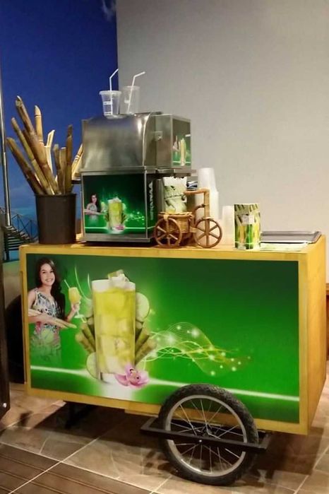 Carrinho de Street Food – Máquina de Sumo de Cana-de-Açúcar