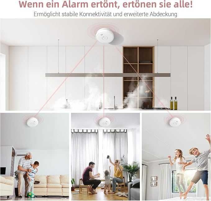 Czujnik dymu połączony z siecią, czujnik dymu z wymienną baterią