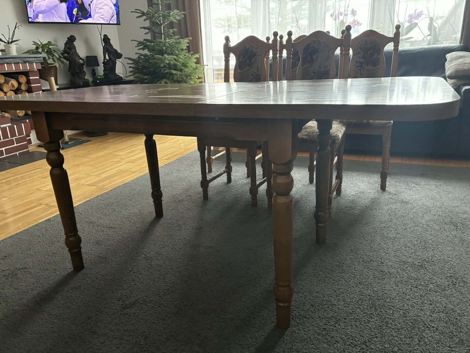 Stół rozkładany 130-170 x 80 cm + 5 krzeseł