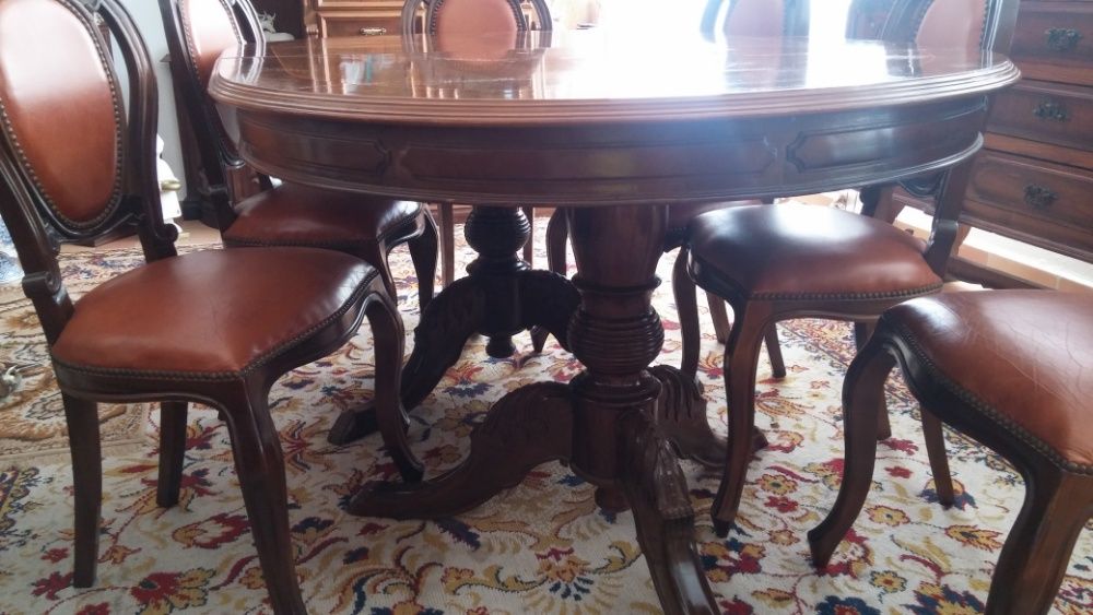 Mesa Oval extensível com duplo pé de galo64740822727427121