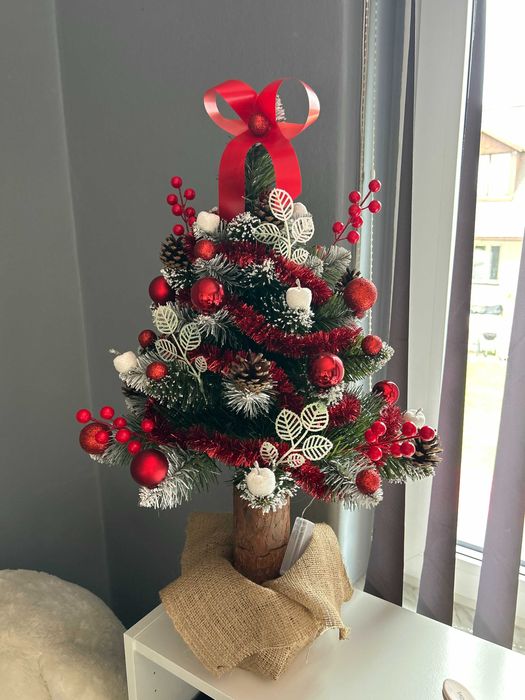 Choinka na pniu 70 cm z DEKORACJĄ i ozdobami - ubrana [producent]