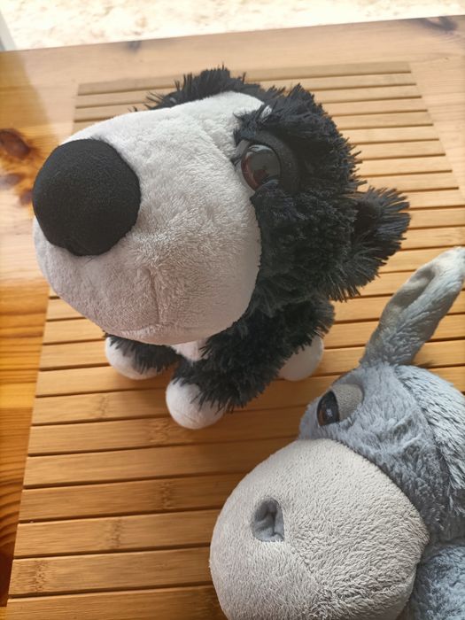 Lote 2 peluches animais cão + burro