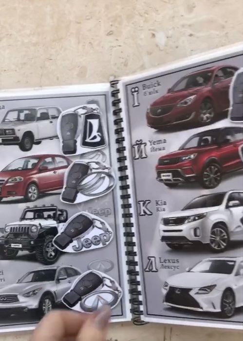 Марки автомобілів+абетка, книга на липучках