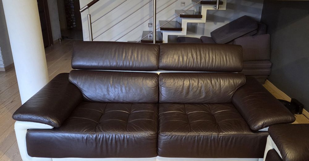 Sofa, kanapa skórzana, 198cm x 105cm, premium, super stan