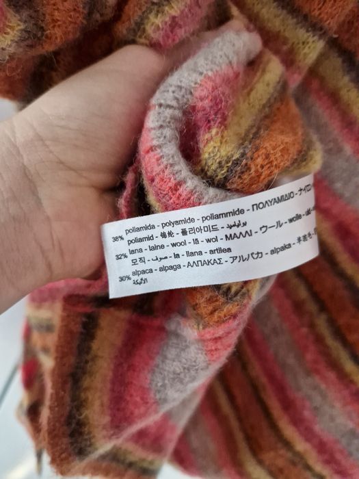 Zara wełniany alpaka kardigan w paski sweter