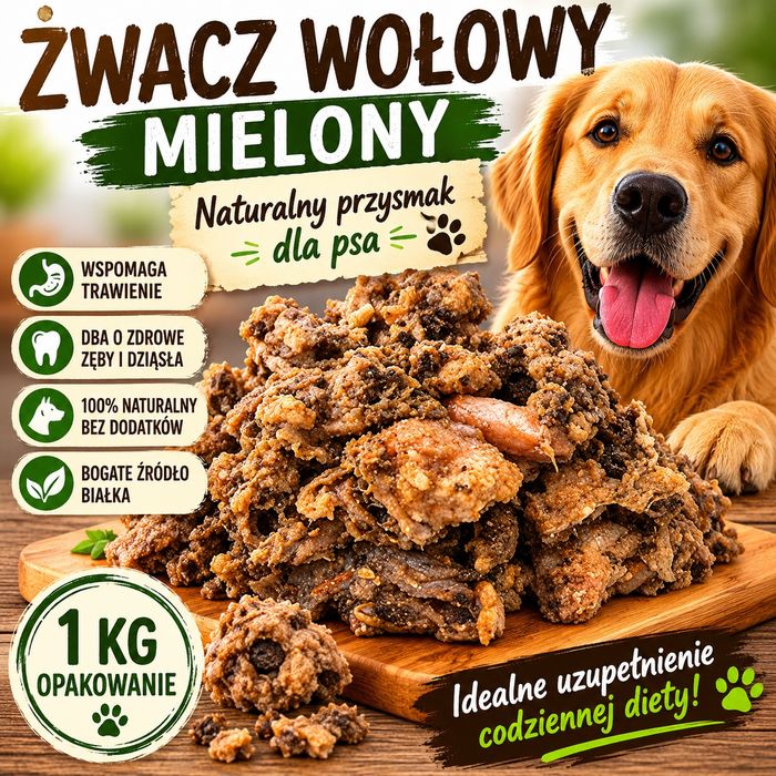 Świeży żwacz wołowy żoładek wołowy mielony dla psa 1kg dieta BRAF wysyłka cała polska