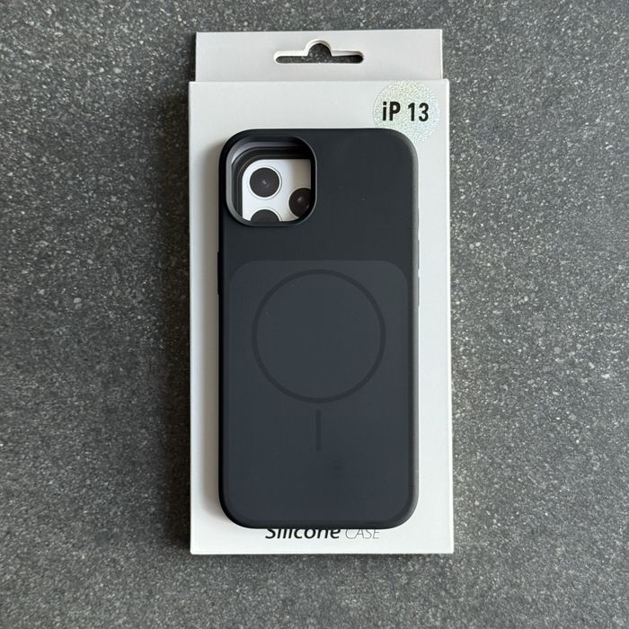 Чохол на iPhone 13, чорно-сірий з підтримкою MagSafe та мікрофіброю