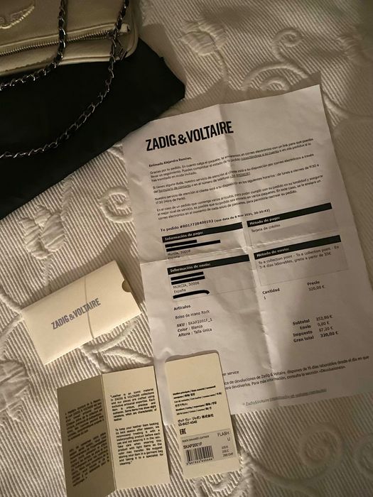 Zadig & Voltaire original (c/ comprovativo de compra na loja)