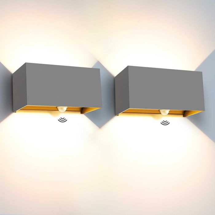 Kingwen 20W lampa zewnętrzna LED z czujnikiem ruchu szary kinkiet