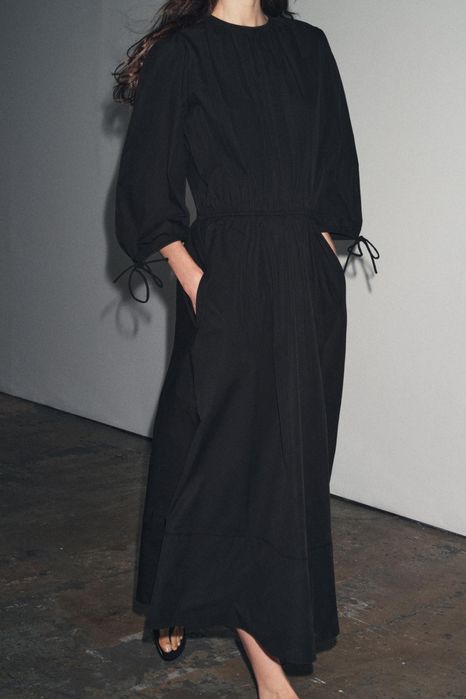 Нова  червона  міді сукня Zara (червона,чорна ,M)