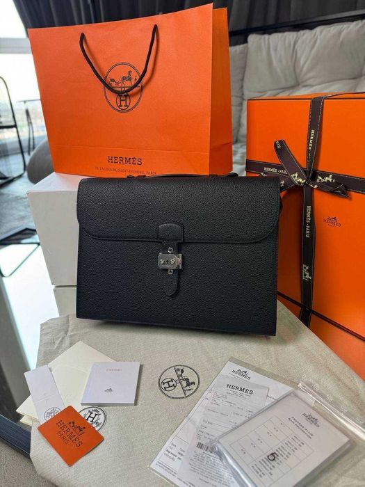 Кожаный портфель Hermes Depeches Briefcase офисная сумка портфель c927