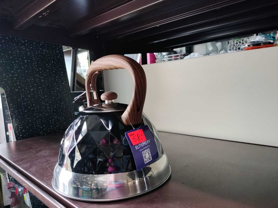 czajnik czarny diament solidny z drewniana rączka automatyczny gwizdek