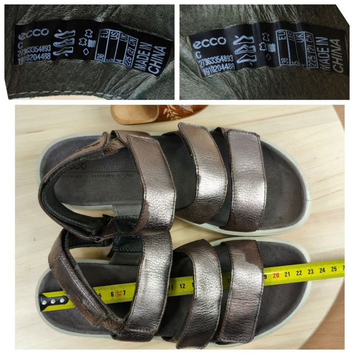 Sandały r.36 Ecco Flowt damskie skórzane na rzep