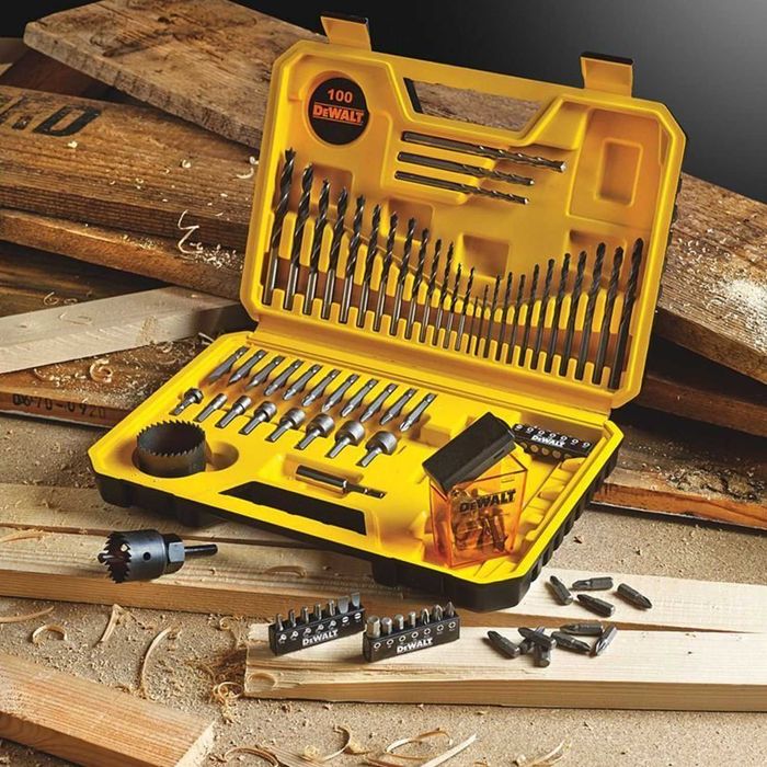 Zestaw wierteł, bitów, nasadek, otwornic DeWalt 100 elementów *NOWY*