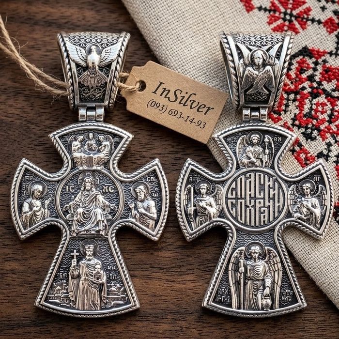 Срібний 30гр хрестик кулон серебряная срібло серебро крест крестик 925