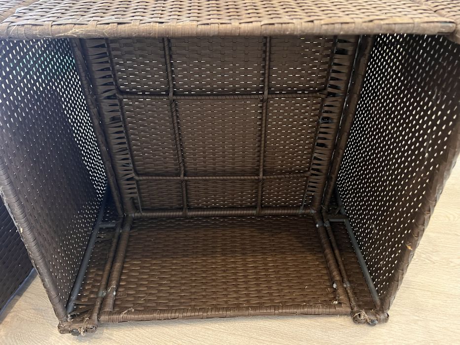 Conjunto de Jardim em Rattan Sintético – Sofá + 2 Poltronas + Mesa de Cent