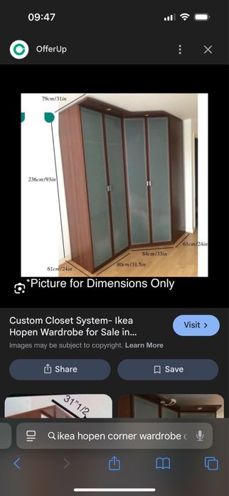 Armario Roupeiro de canto em madeira