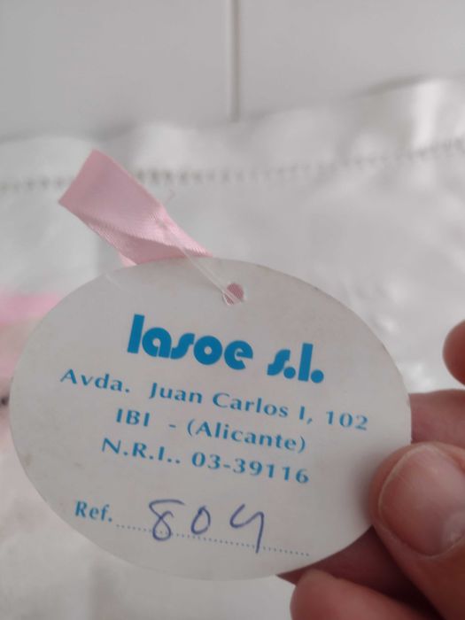 Peluche "SOY TU AMIGO". Branco e rosa