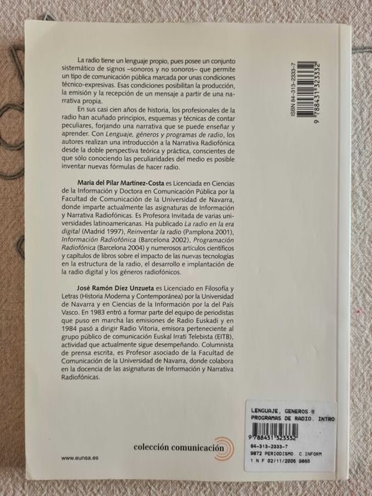 Livro "Lenguaje, Géneros y Programas de Radio"