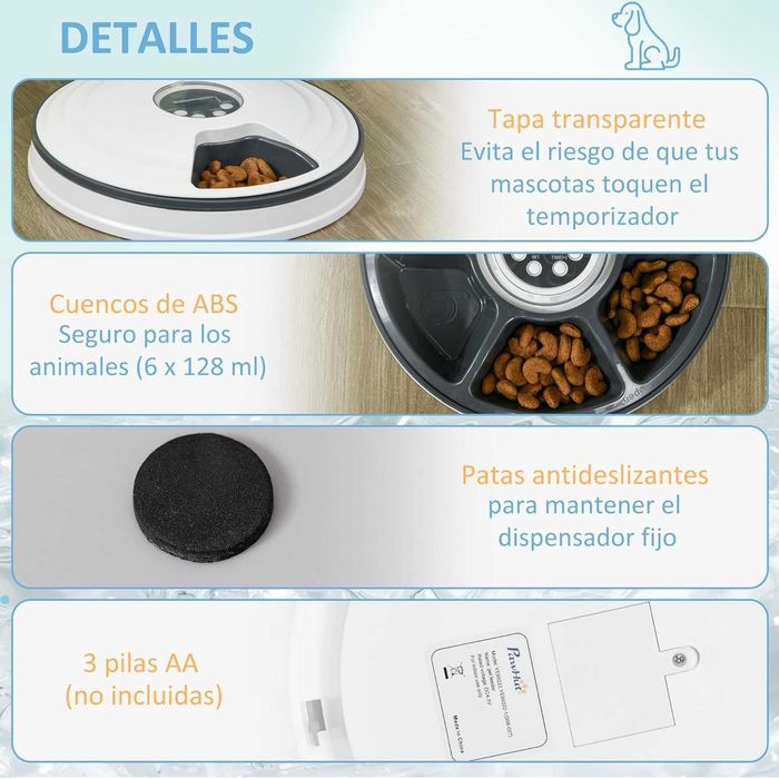 PORTES GRÁTIS - Alimentador automático para gato e cão 4 refeições/dia