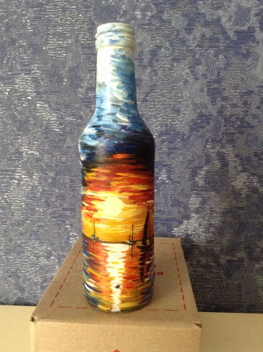 Декоративные бутылки, ручная работа, декупаж, декор, бутылки