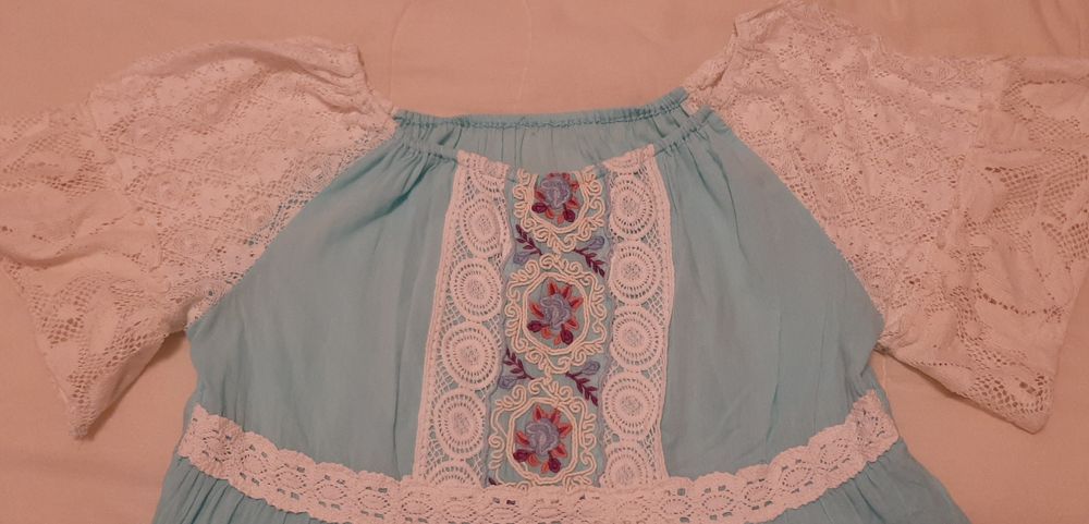 Túnica/vestido em algodão e renda