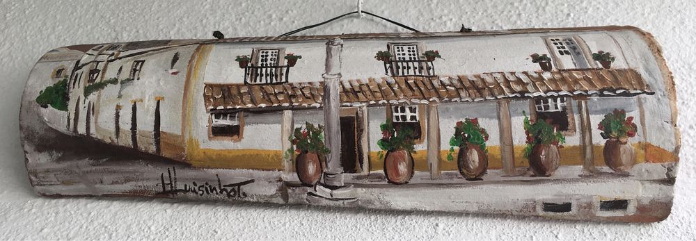 telha antiga pintada à mâo - "Óbidos"