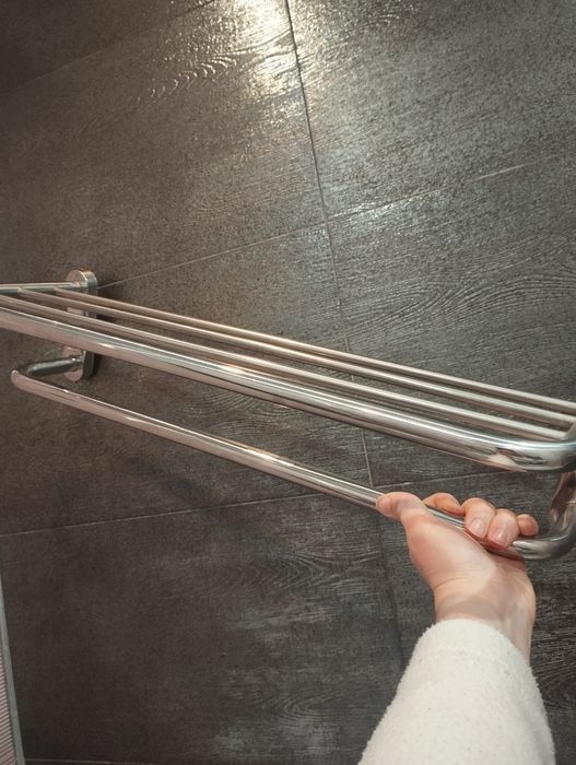 Полка тримач для рушників у ванну нержавіюча сталь