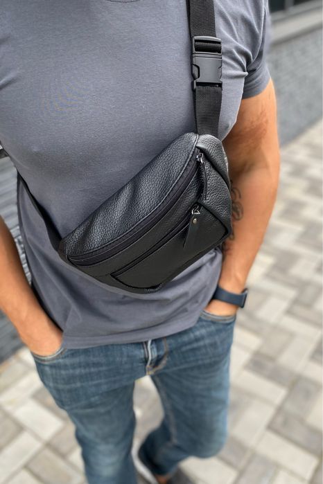 Шкіряна бананка сумка слінг чоловіча нагрудна SVARG