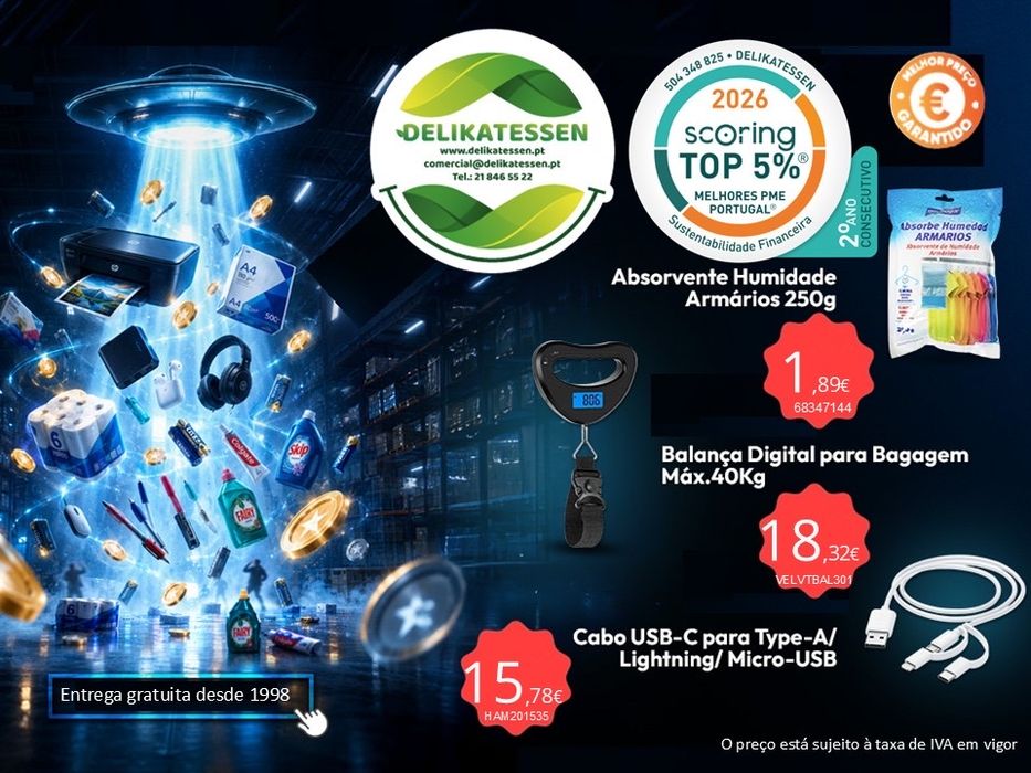 Descartáveis alimentares em Delikatessen.pt desde 1998. Com entrega gratuita dia seguinte Papelaria, informática, higiene e limpeza