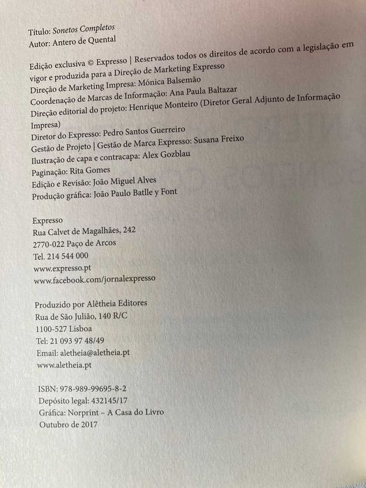 Sonetos Completos, de Antero de Quental