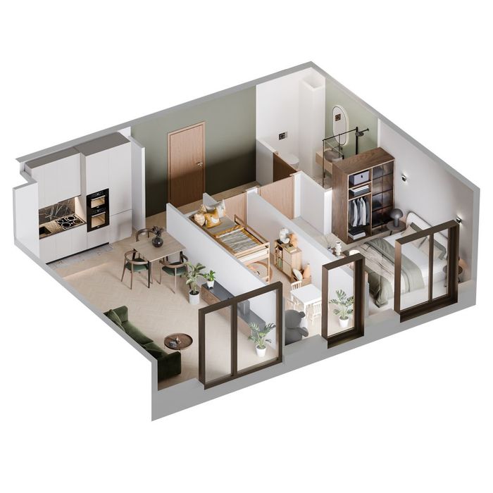3 pokoje, 53,48m², ogród, parter, nowe, Harmony Garden