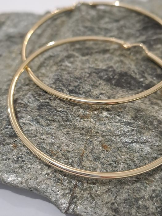 Złote kolczyki Koła Gładkie Pr.585 Nowe 5 cm