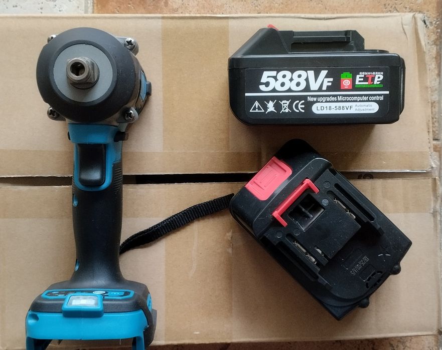 Pistola de impacto 2 baterias carregador acessórios