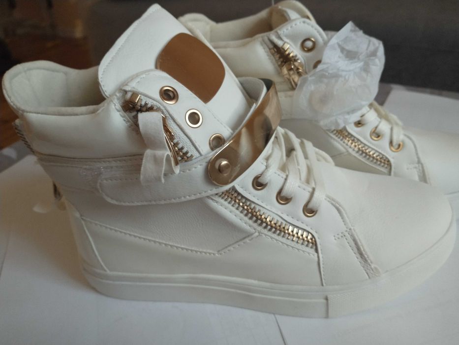 Białe sneakersy trampki na koturnie r. 39