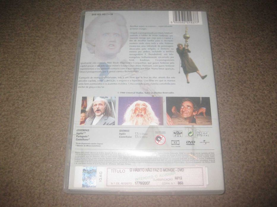 DVD "O Hábito Não Faz o Monge" com Andy Kaufman/Raríssimo!