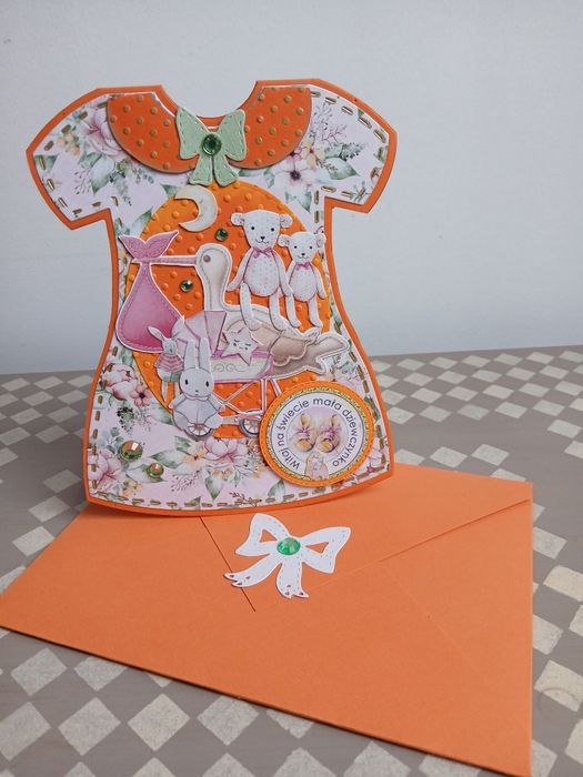Kartka okolicznościowa z okazji narodzin dziecka,  hand made