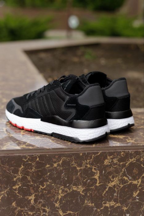 Кросівки Кроссовки Adidas Nite Jogger Black White Чёрный Белый Чорний Білий Кросовки демісезон